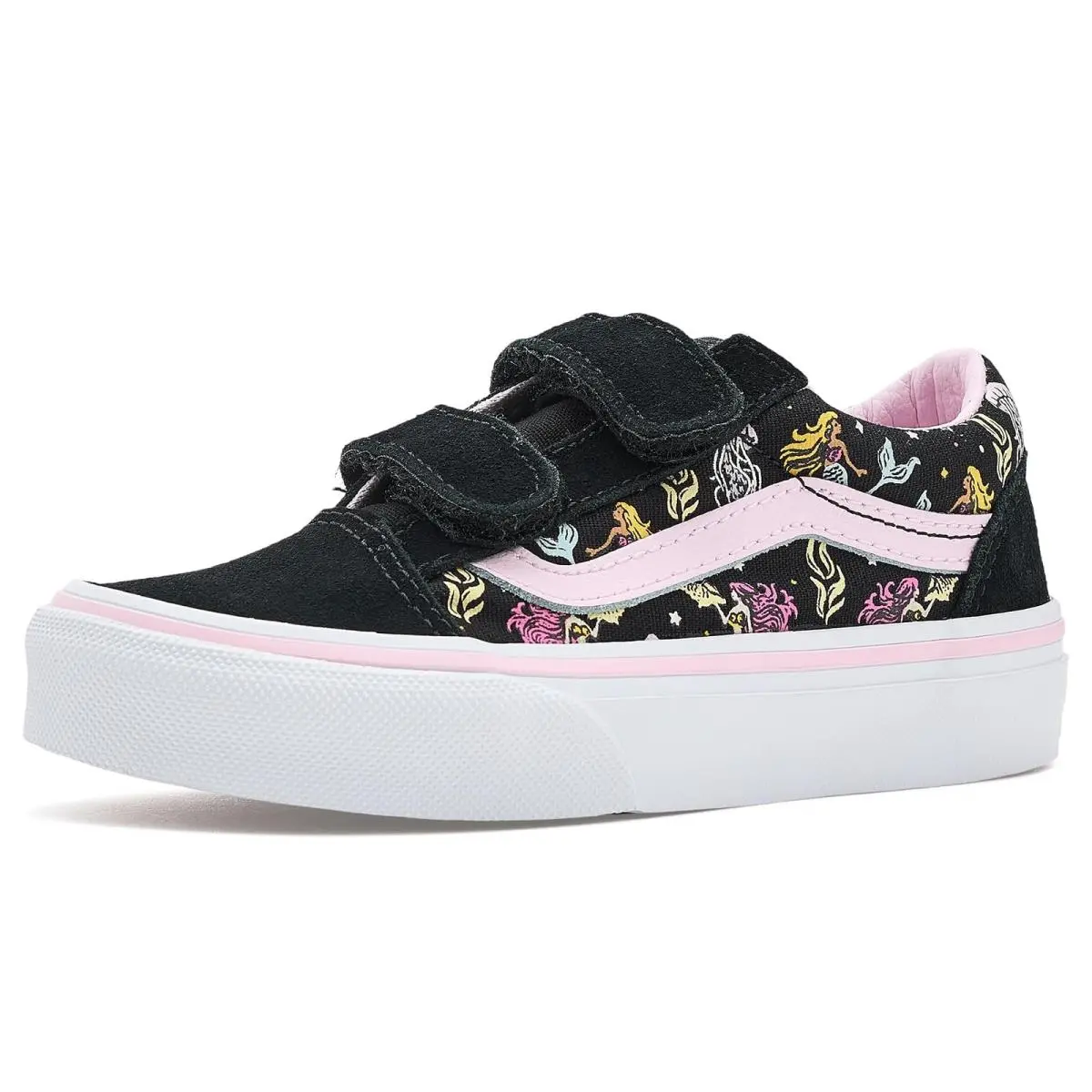 Children Unisex Sneakers Athletic Shoes  Kids Old Skool V Little Kid Glow Mermaid Black/Pastel Pink by Vans