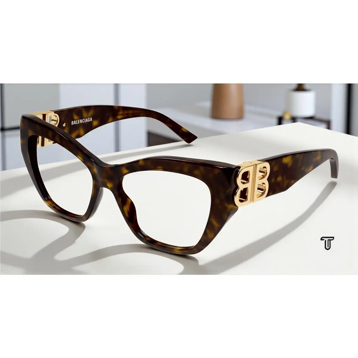 BB0312O 002 Cat Eye Acetate Havana Demo Lens 53 mm Women`s Eyeglasses by Balenciaga