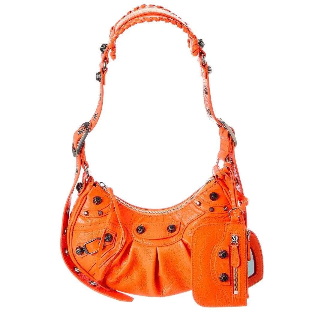 Le Cagole Xs Leather Hobo Bag Women`s Orange by Balenciaga