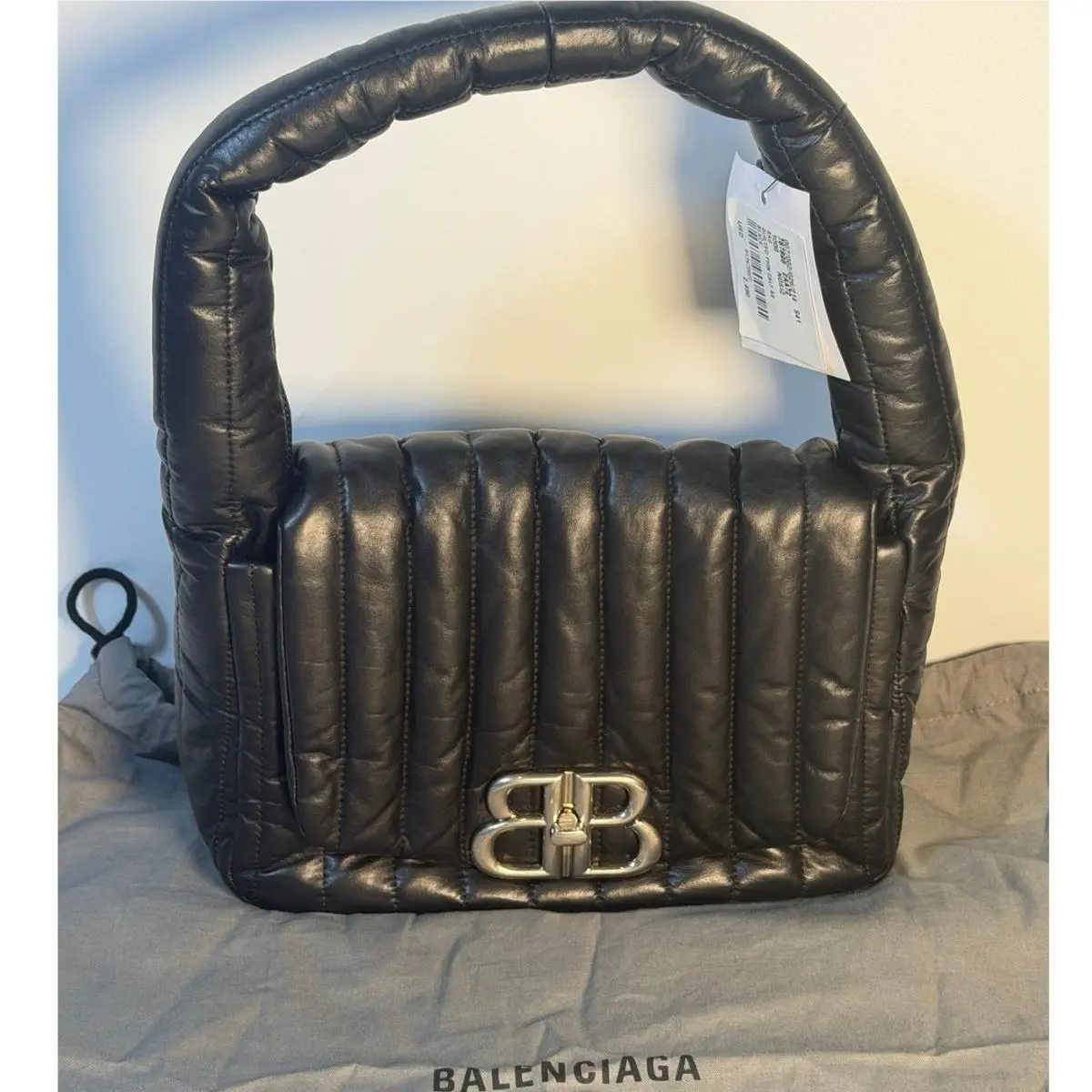 Balenciaga Monaco Quilted Leather Sling Shoulder Bag Handbag Designer Purse