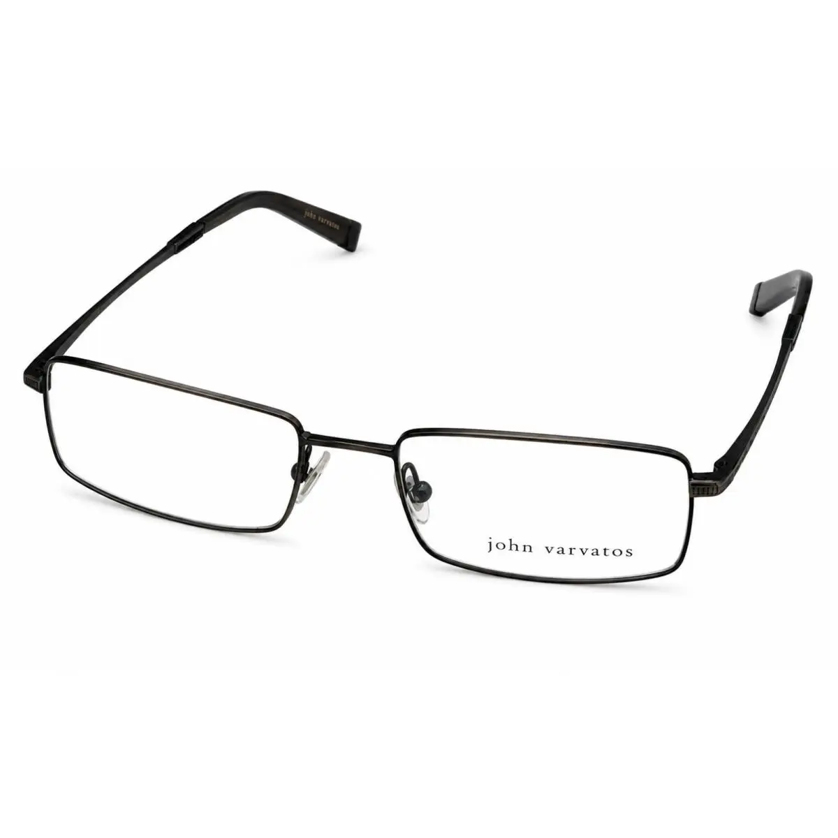 Mens Ophthalmic Eyeglass Rectangle Antique Pewter Metal V130. 54mm by John Varvatos