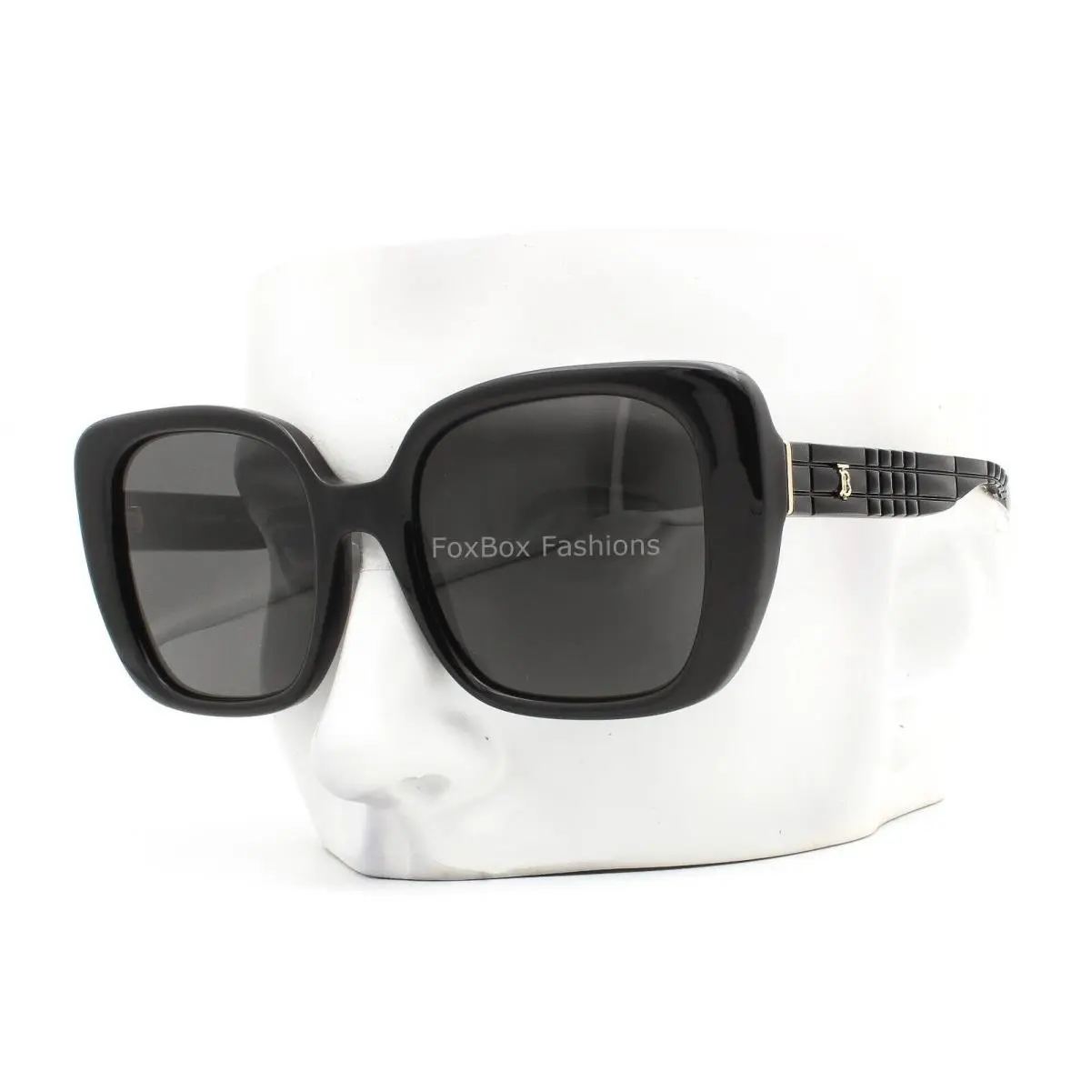 Helena Sunglasses Polished Black Gold Logo BE 4371 3001/87 with Case by Burberry