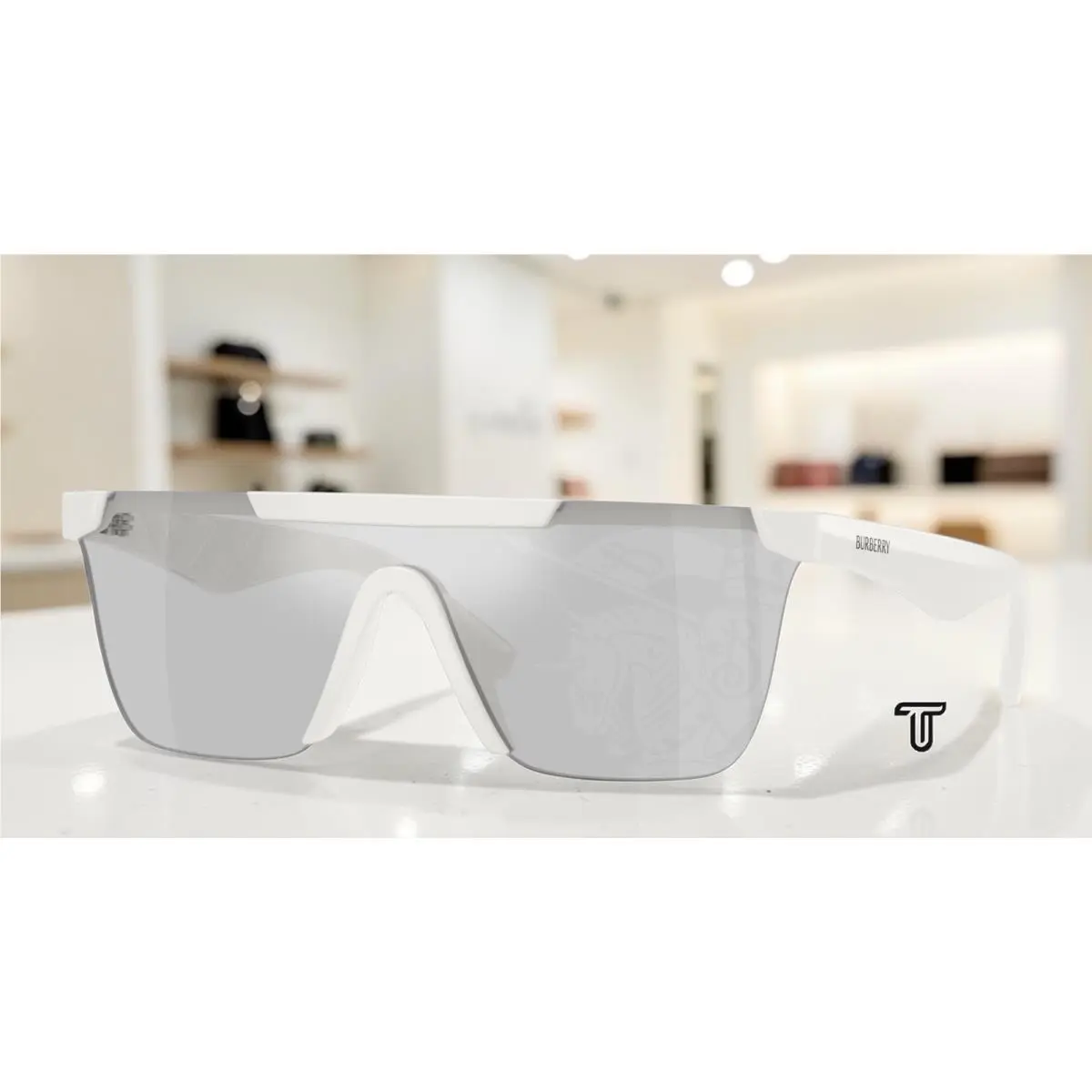 BE4480D 417269 White Light Grey Tampo Silver 41 mm Unisex Sunglasses by Burberry