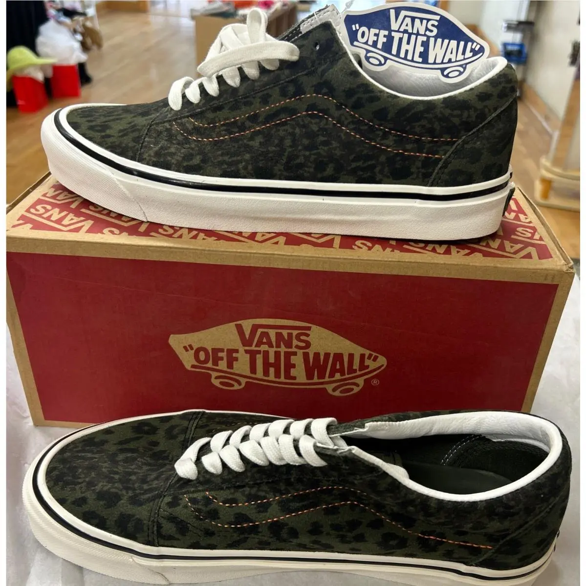 Size 10.5 Men -  Old Skool 36 D Olive Green Leopard New/box “off The Wall “ by Vans