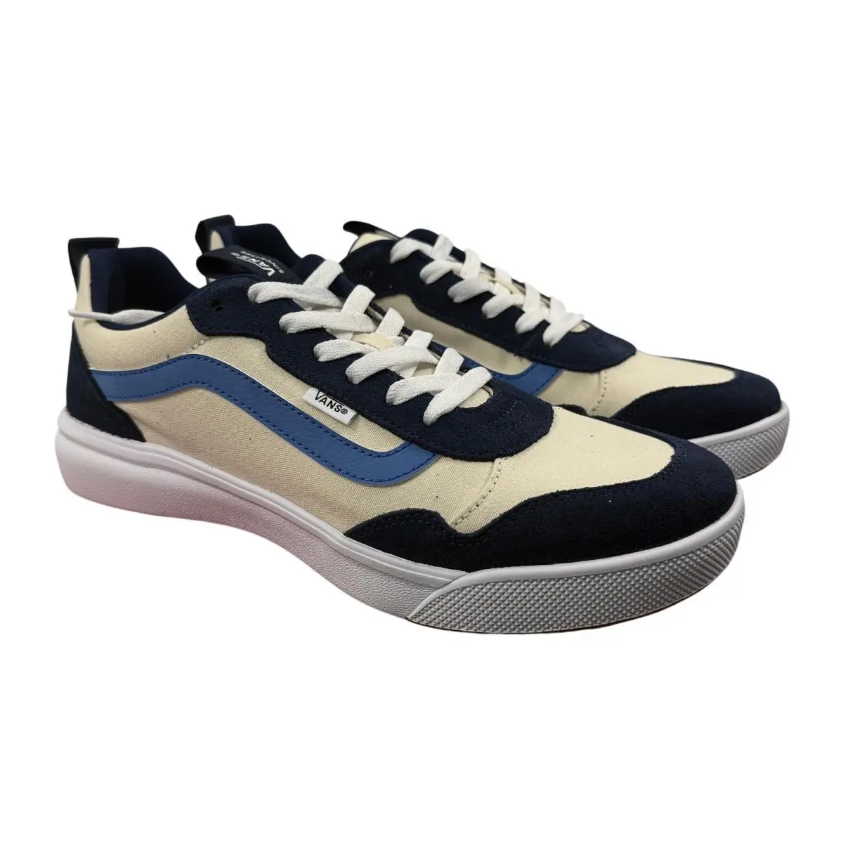 Vans Range Exp Sneakers Mens 11.5 Cream Navy Sport Block Low Top VN000CY193A