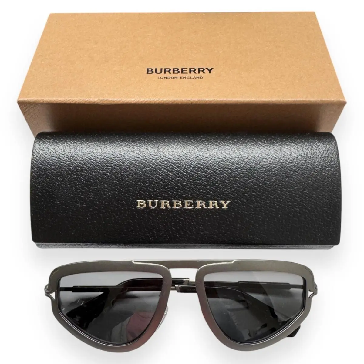 Sunglasses B 3150 1316/87 Matte Steel Gray Metal Dark Gray Tint W/case by Burberry