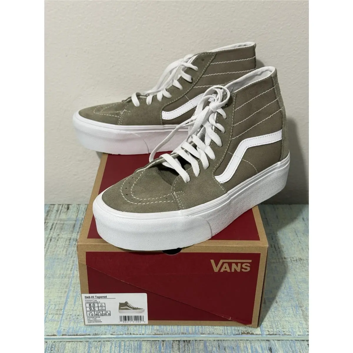 Sk8-Hi Tapered Stackform High Top Sneakers Men`s 8 Women`s 9.5 Beige by Vans