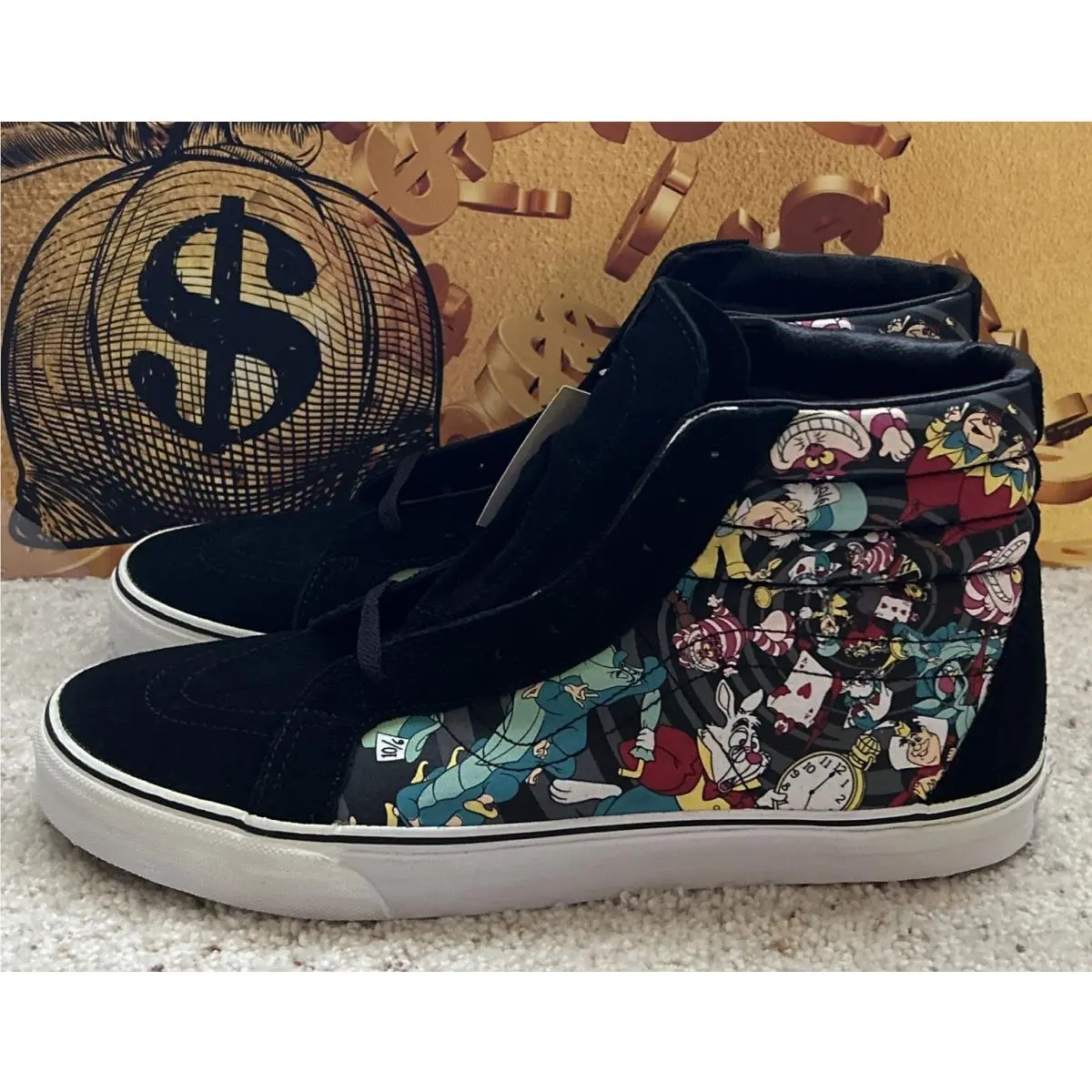 X Disney Alice Wonderland Rabbit Hole Sk8-Hi Limited Nos Mickey Rare US 13 by Vans