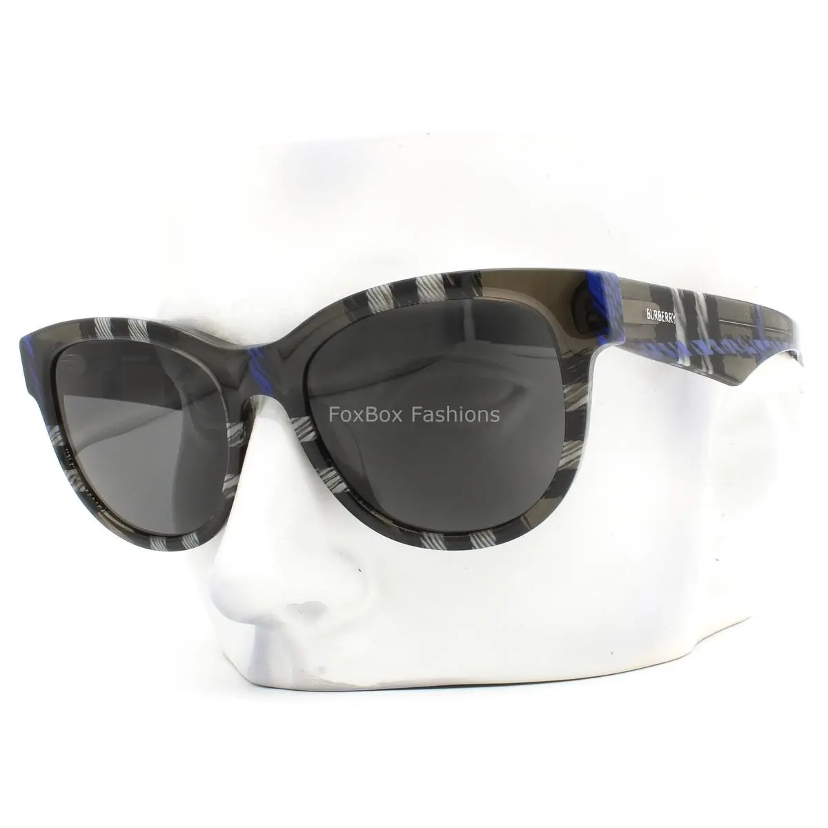 Sunglasses BE4432U 4147/87 Transparent Gray Blue Check Plaid with Case by Burberry