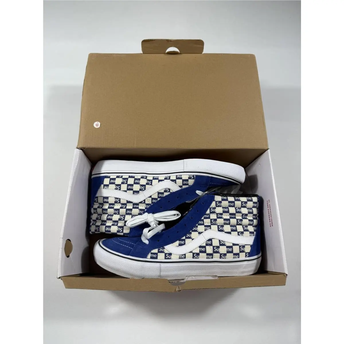 Supreme Checkers Sk8-Hi Reissue Pro Shoes Mens Size 11.5 Blue White by Vans