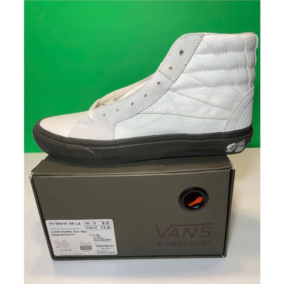Vault x Taka Hayashi Sk8-Hi SR LX `sun Ray` Linen/suede White Sz 9.5 by Vans