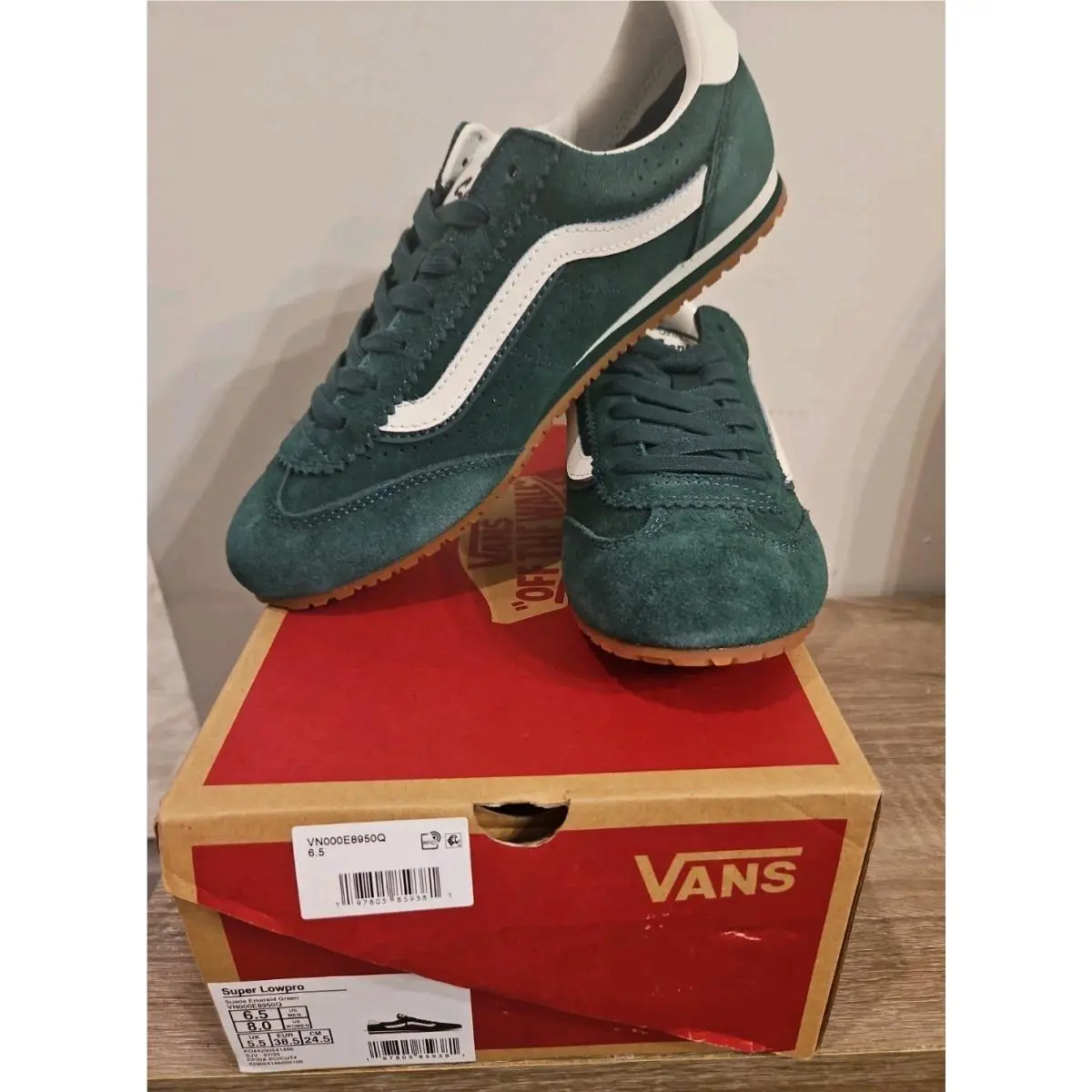 Super Lowpro Suede Sneakers Skate Shoes Emerald Green Women`s US 8 Men 6.5 by Vans
