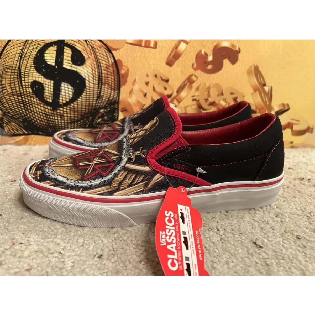 X Slayer Classic Slip-on Metallica Anthrax US 5 Wmn 6.5 by Vans