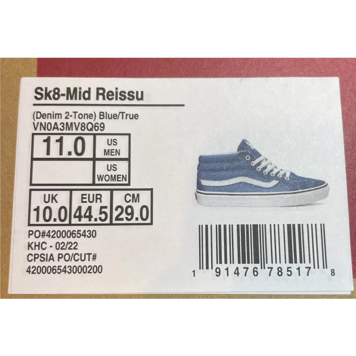 Vans shoes - VANS SK8-Mid Reissue - Reissue - Blue (UPC: 0191476785178) 11