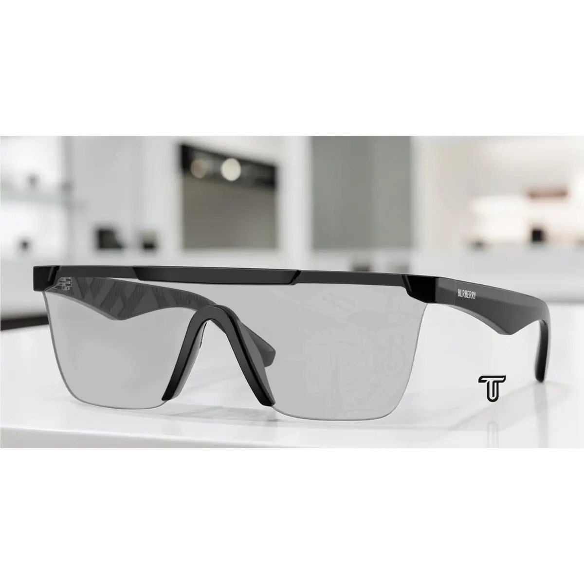 BE4480D 300169 Black Light Grey Tampo Silver 41 mm Unisex Sunglasses by Burberry
