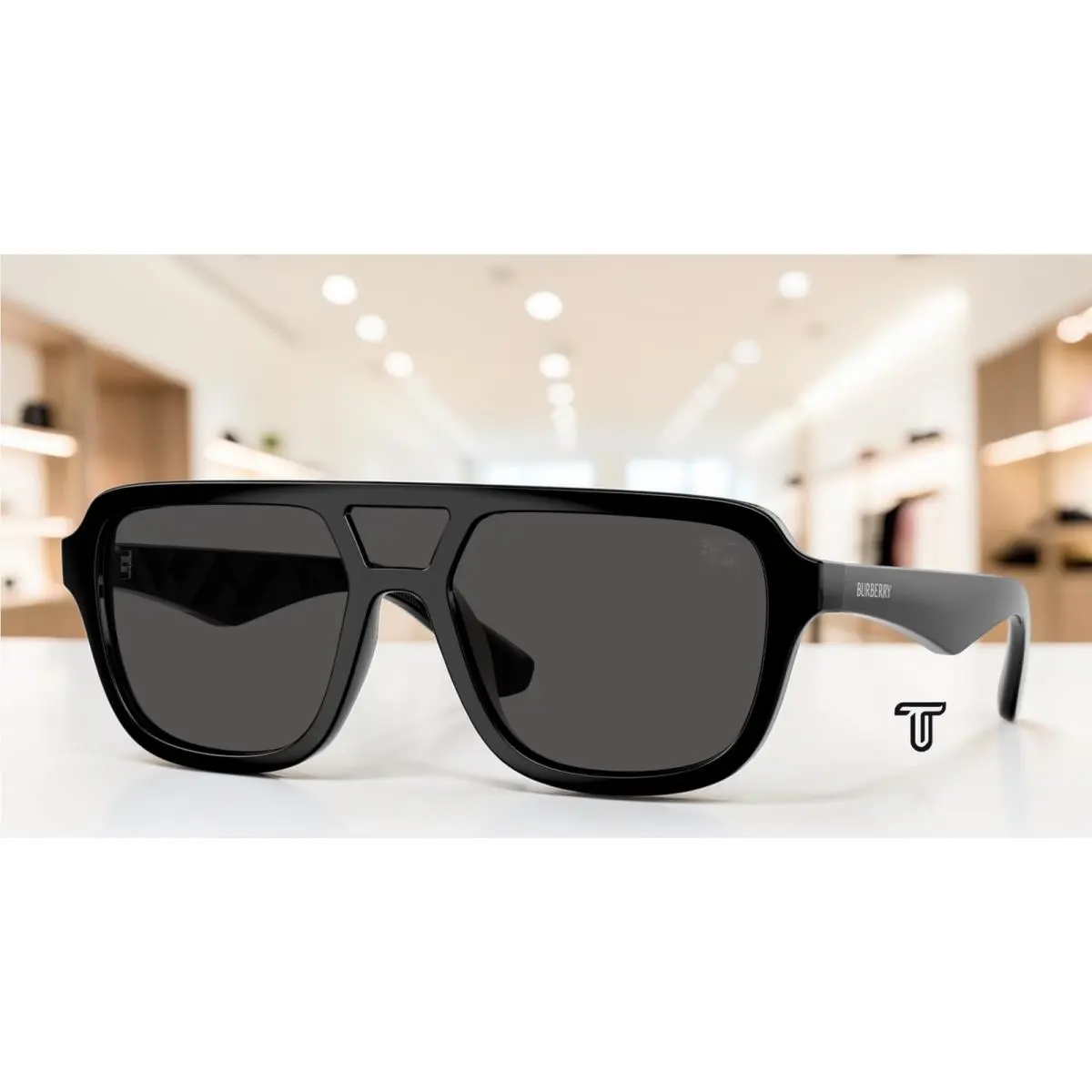 BE4474U 300187 Black Dark Grey 28 mm Men`s Sunglasses by Burberry