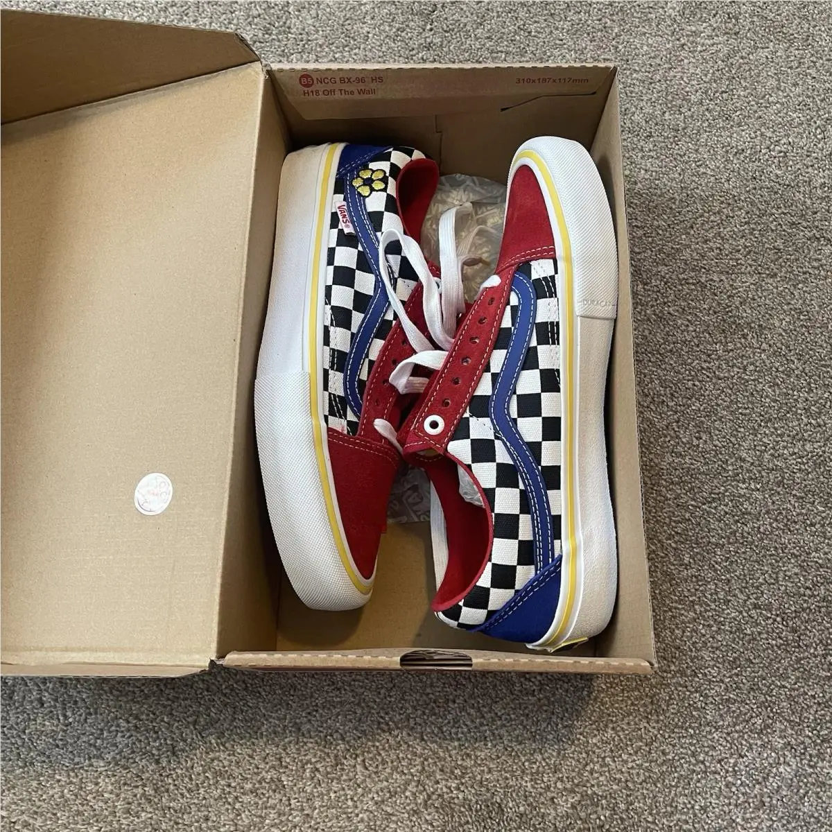 Brighton Zeuner x  Old Skool Pro Sneakers Red Blue Checkerboard Mens 7 by Vans