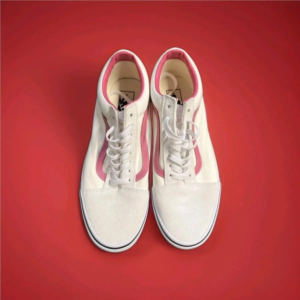Old Skool Pop Raspberry Rose Men`s 11 White Suede Canvas Half Box Rare by Vans