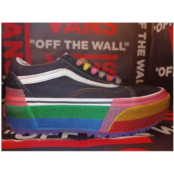 Old Skool Stacked Rainbow Glitter Platform Men`s 3.5/Women`s 5 VN0A4U15WW1 by Vans