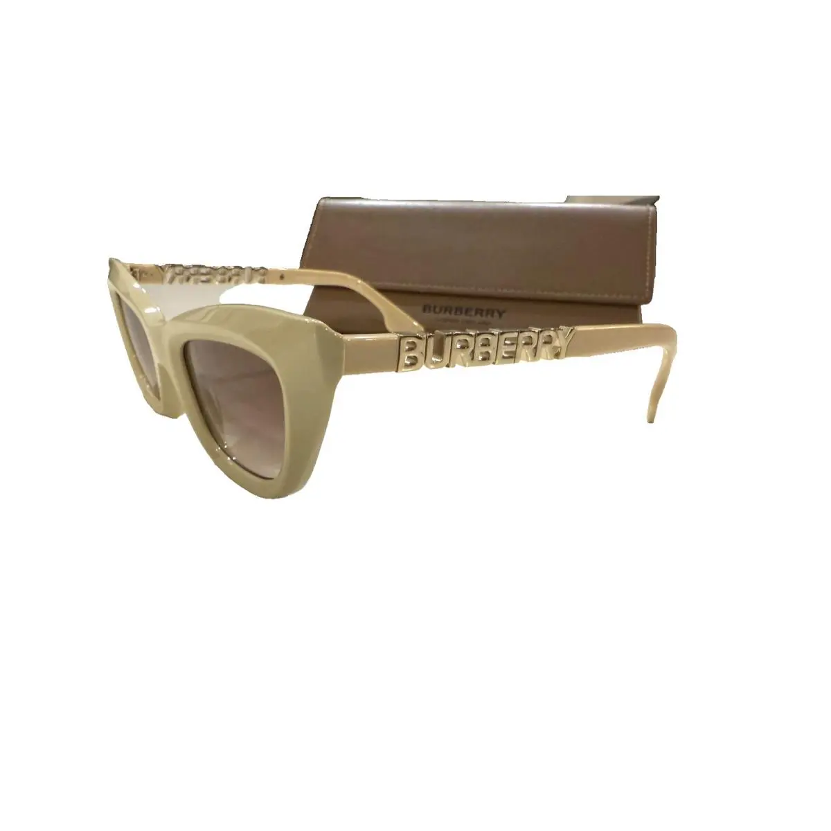 Sunglasses Womens 51mm Beige Brown Gradient Cat Eye Logo Side Italy by Burberry