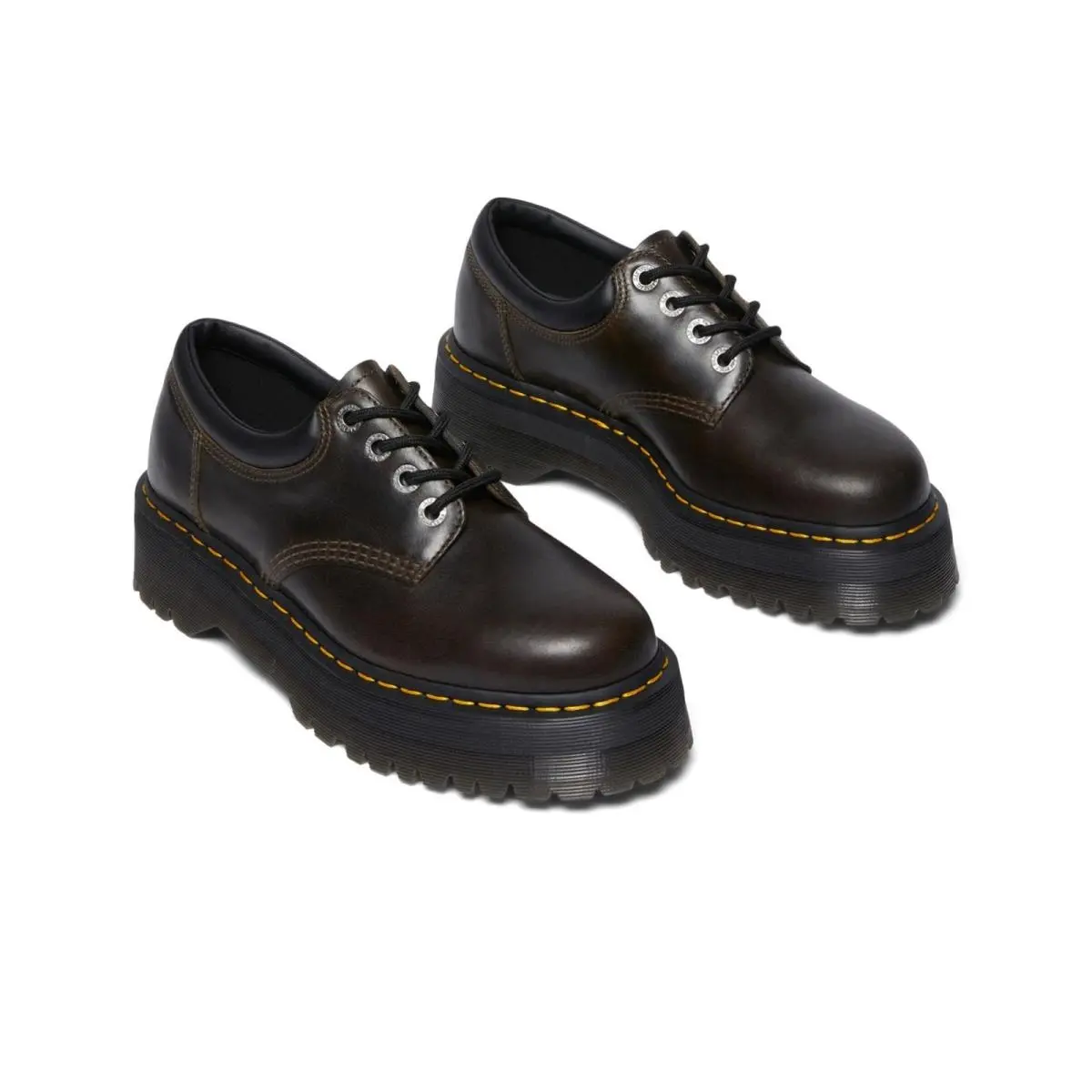 8053 R32011302 Men`s US 8 Brown Quad Leather Platform Shoes ZOGG2921 by Dr. Martens