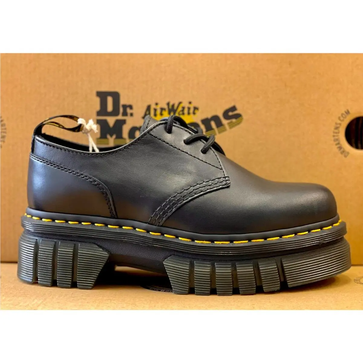 Dr Martens - Women`s Audrick Nappa Black Leather Platform Oxford Shoes 27147001 by Dr. Martens