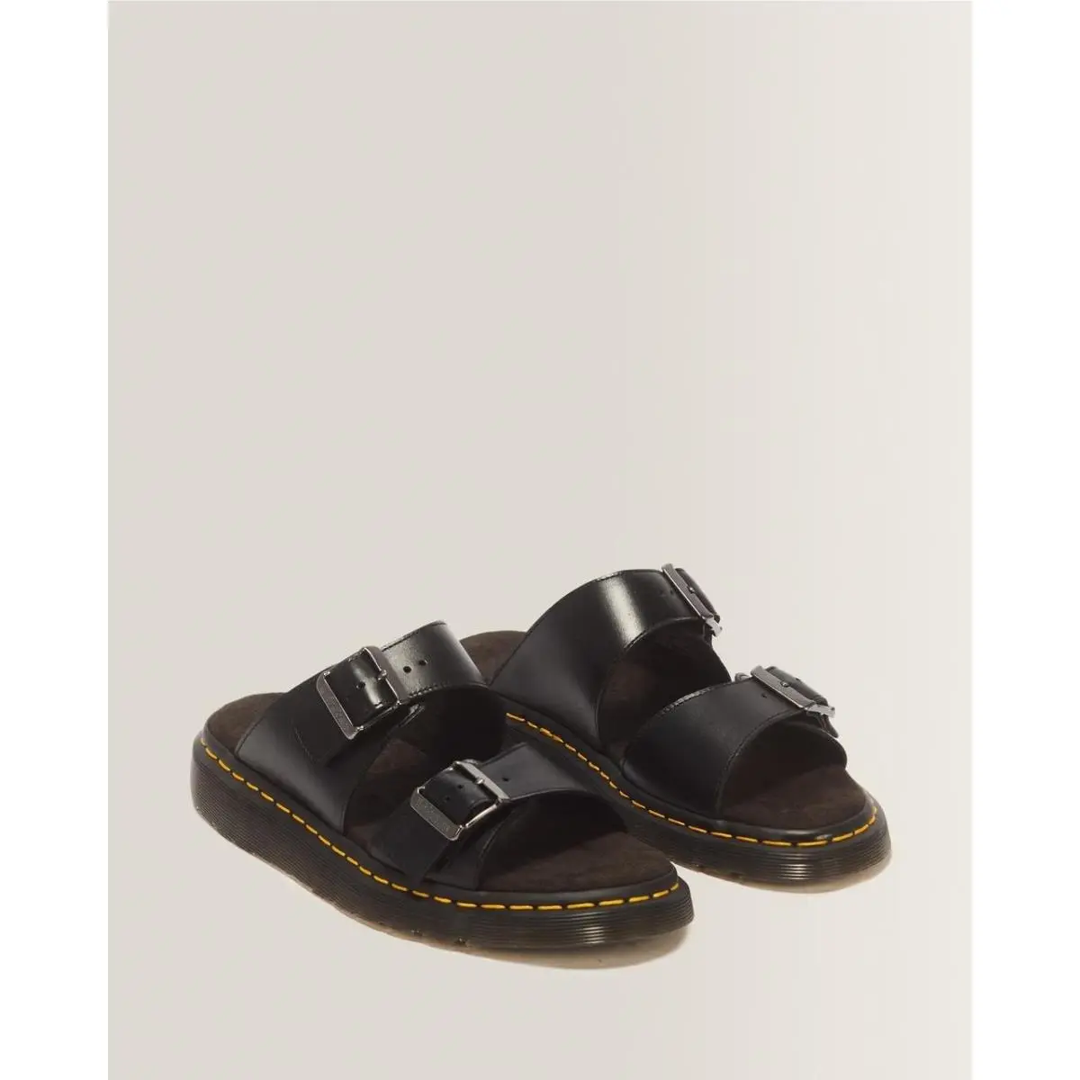 Josef Slide Sandals Black Leather Buckle Shore Mens 10 Womens 11 by Dr. Martens