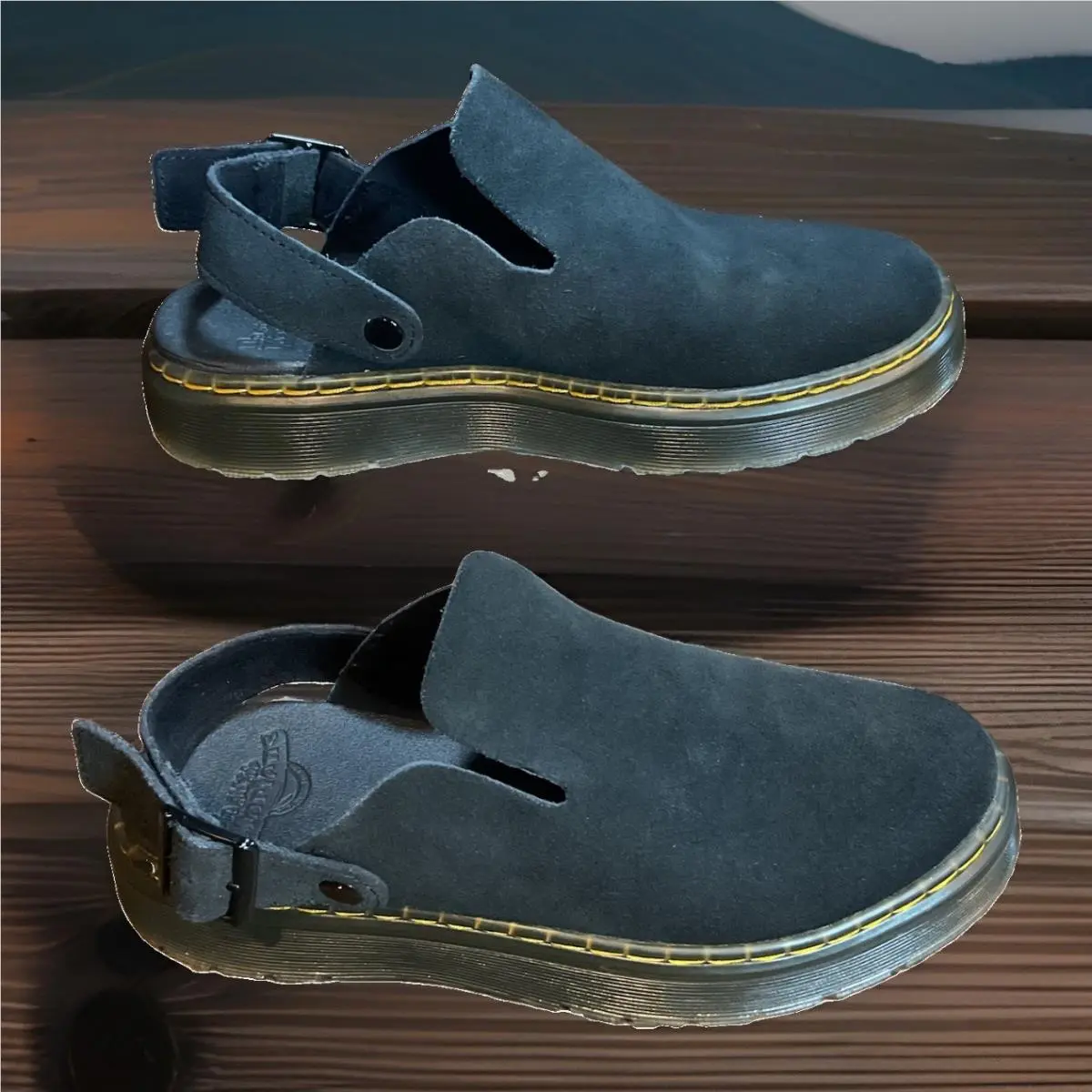 Dr Martens Jorge II Black Unisex Fur Slingback Mules Women`s 8 Men’s 7 US by Dr. Martens