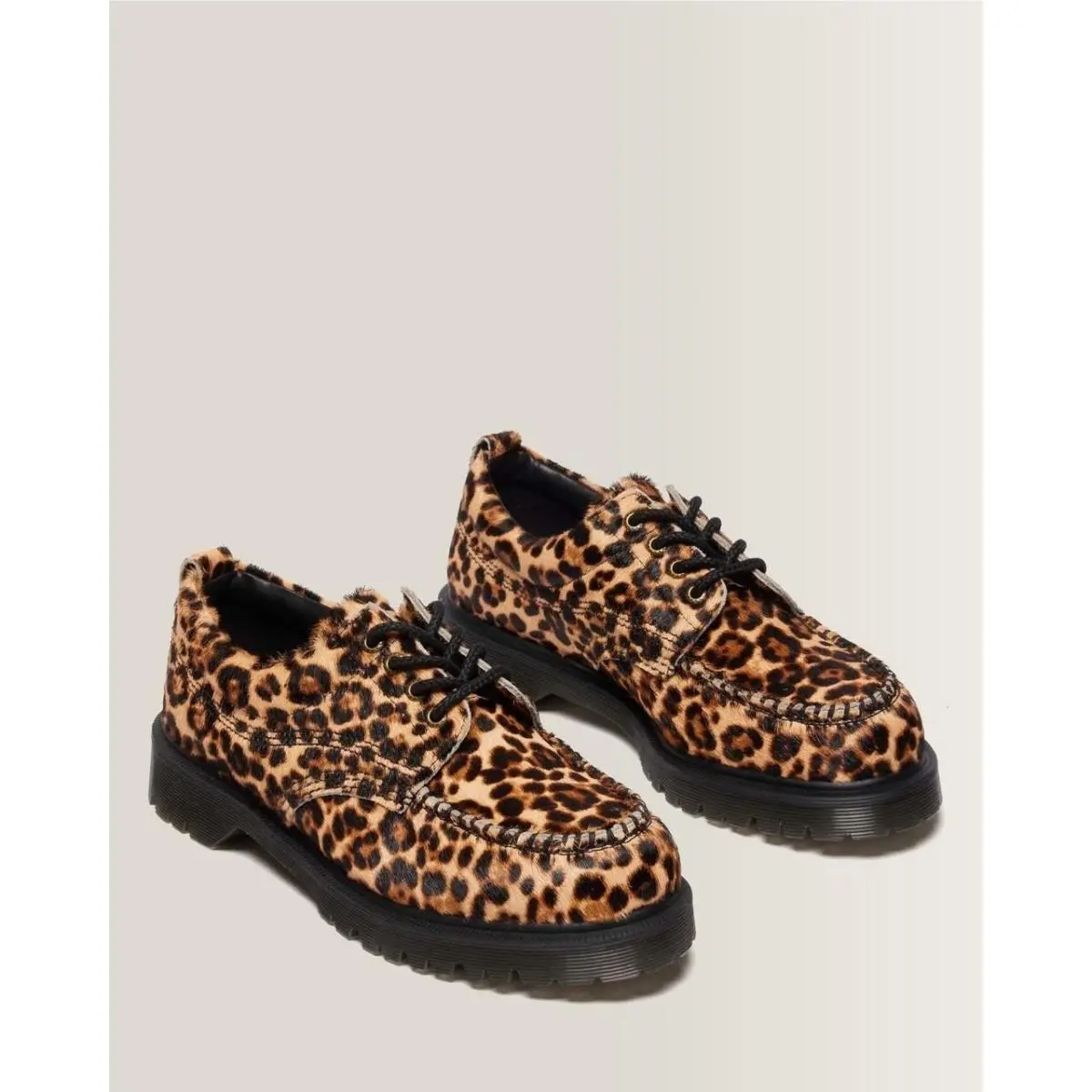 Dr Martens Lowell Leopard Print Hair On Leather Moc Toe Shoes M 9 W 10 by Dr. Martens