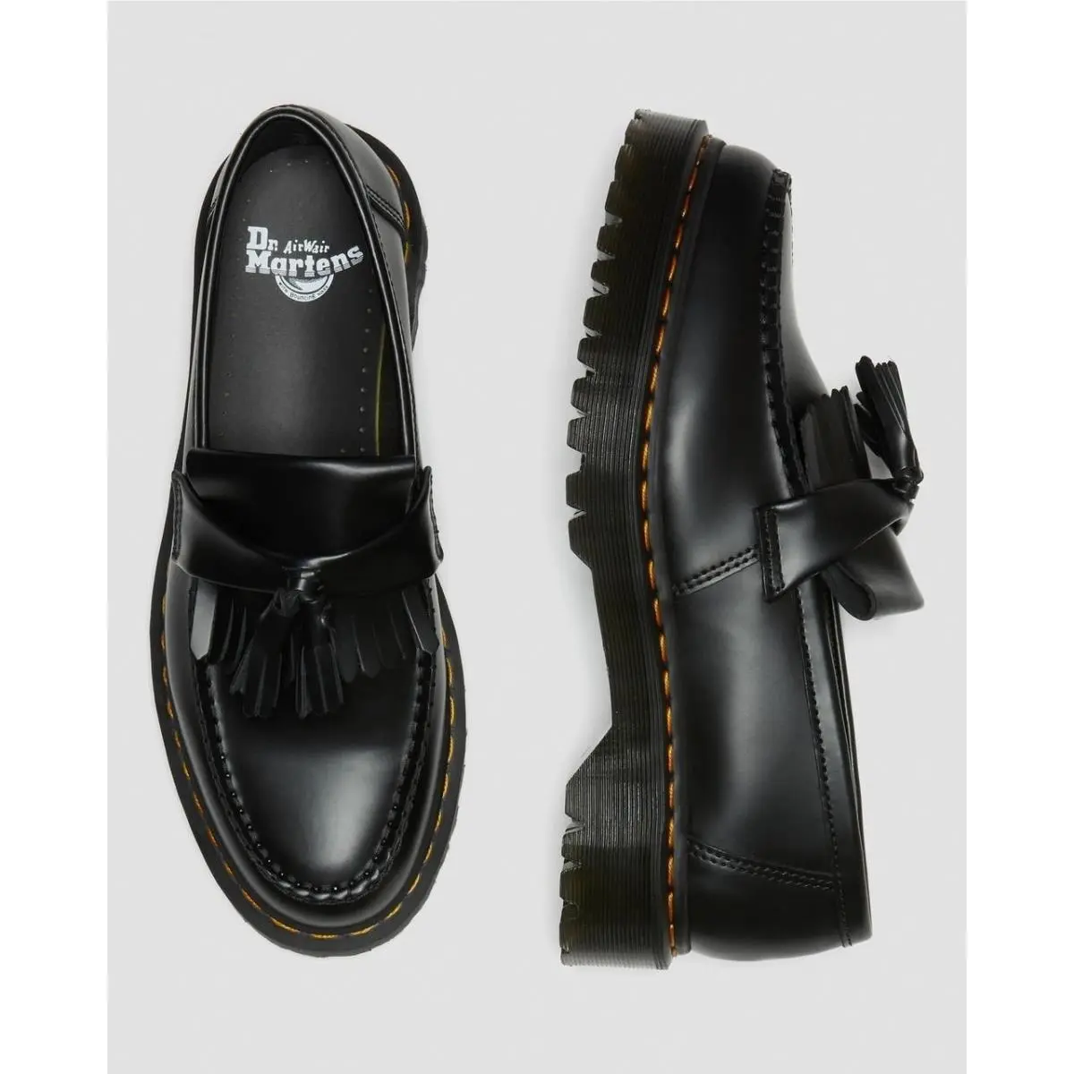 Adrian Bex Smooth Leather Tassel Loafers Black Platform M8 W9 by Dr. Martens