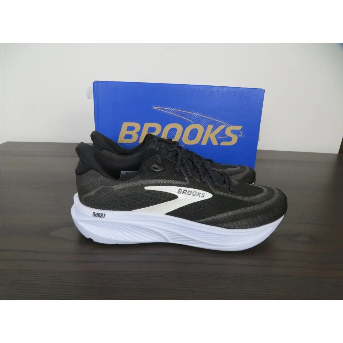 Brooks Ghost 18 Shoes Mens 10 Black White Running Sneakers Gym Athletic