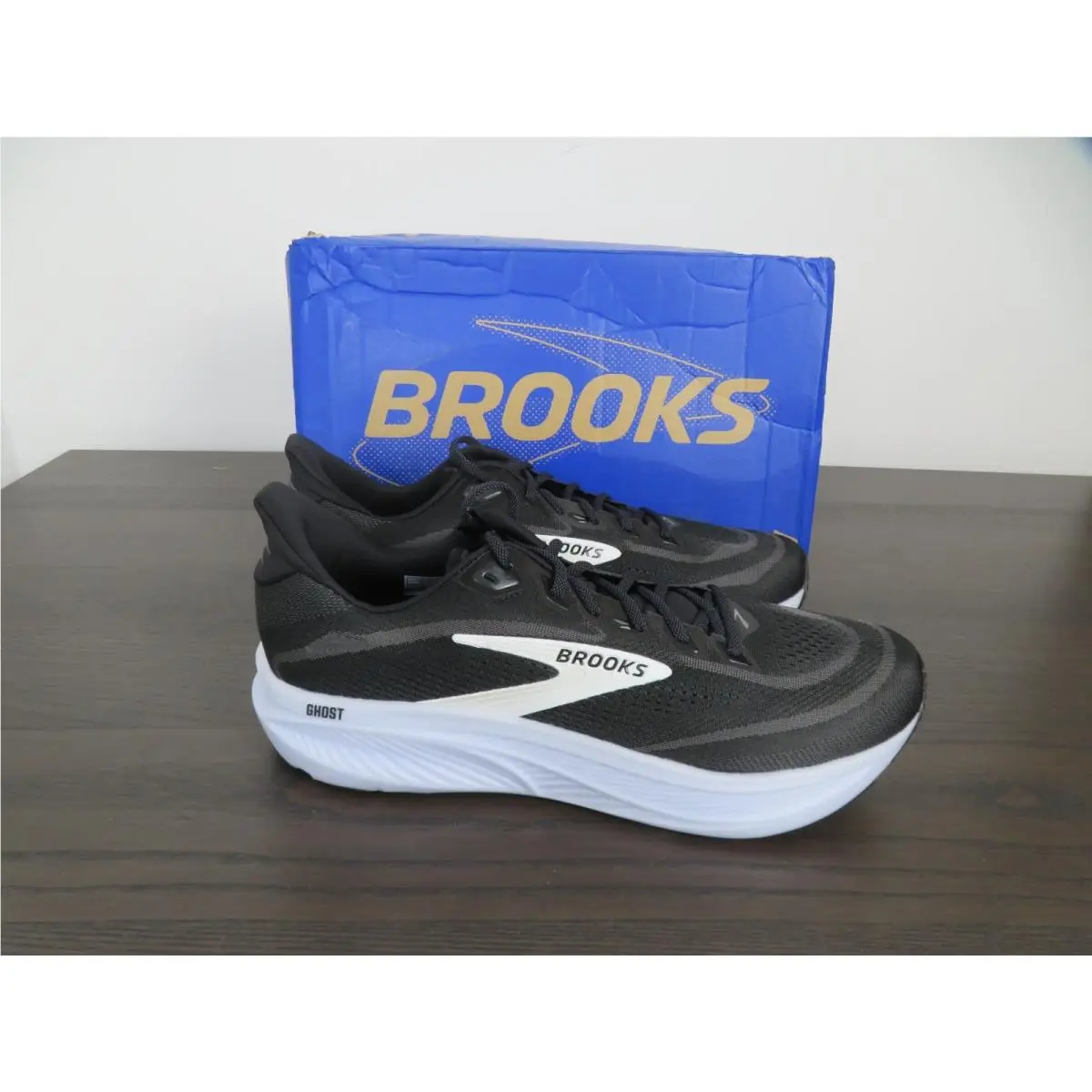 Brooks Ghost 18 Shoes Mens 13 Black White Running Sneakers Gym Athletic