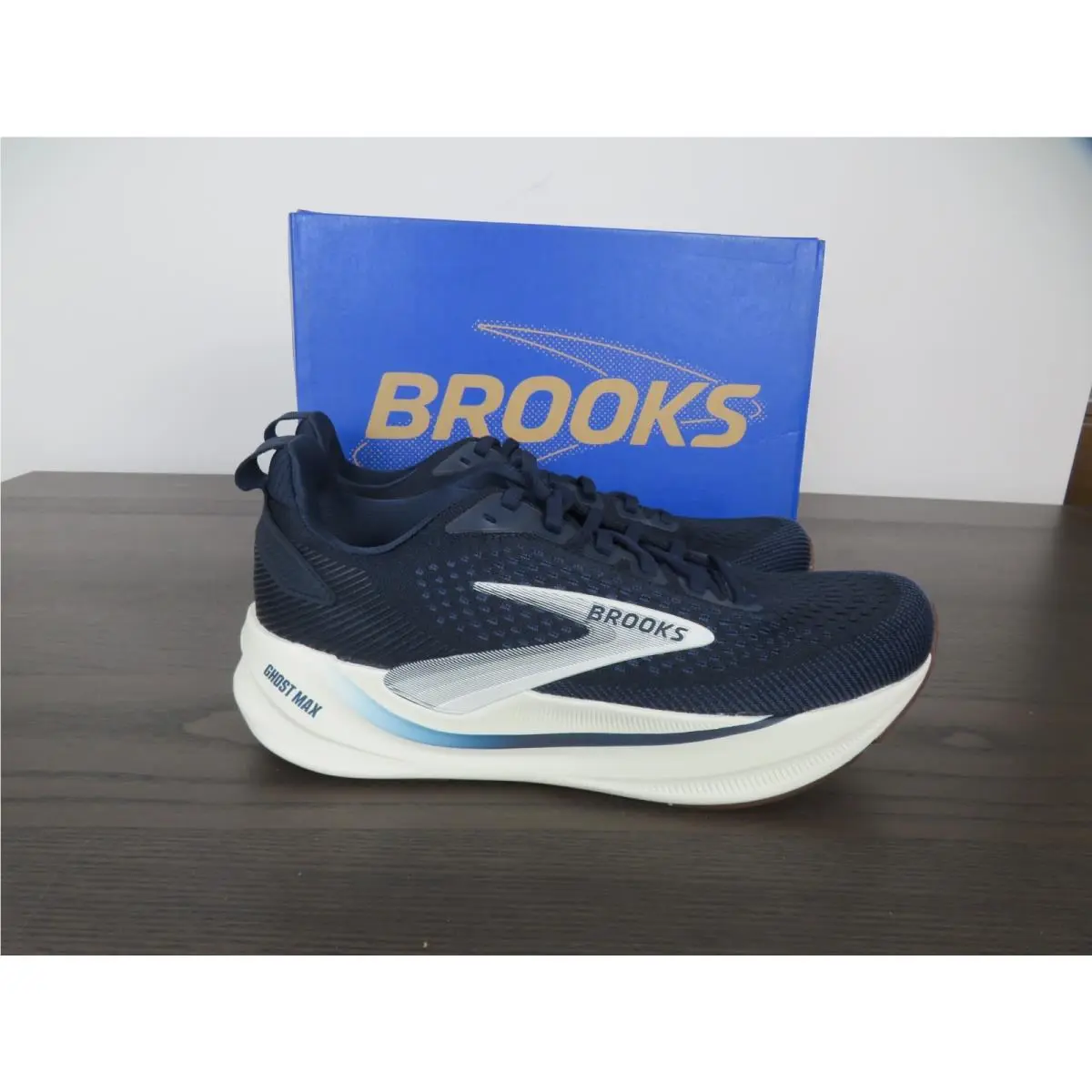Brooks Ghost Max 4 Shoes Mens 9.5 Wide Blue Running Athletic Gym Walking
