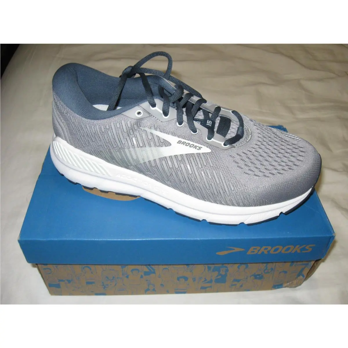 Womens Brooks Addiction Gts 15 Gray Aqua Athletic Running Sneakers Shoes 10