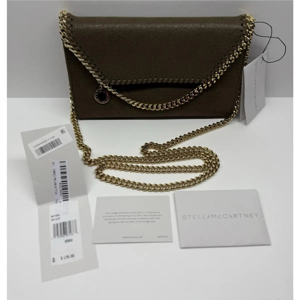 Stella Mccartney Mini Falabella Shaggy Crossbody Green Olive Gold Cha