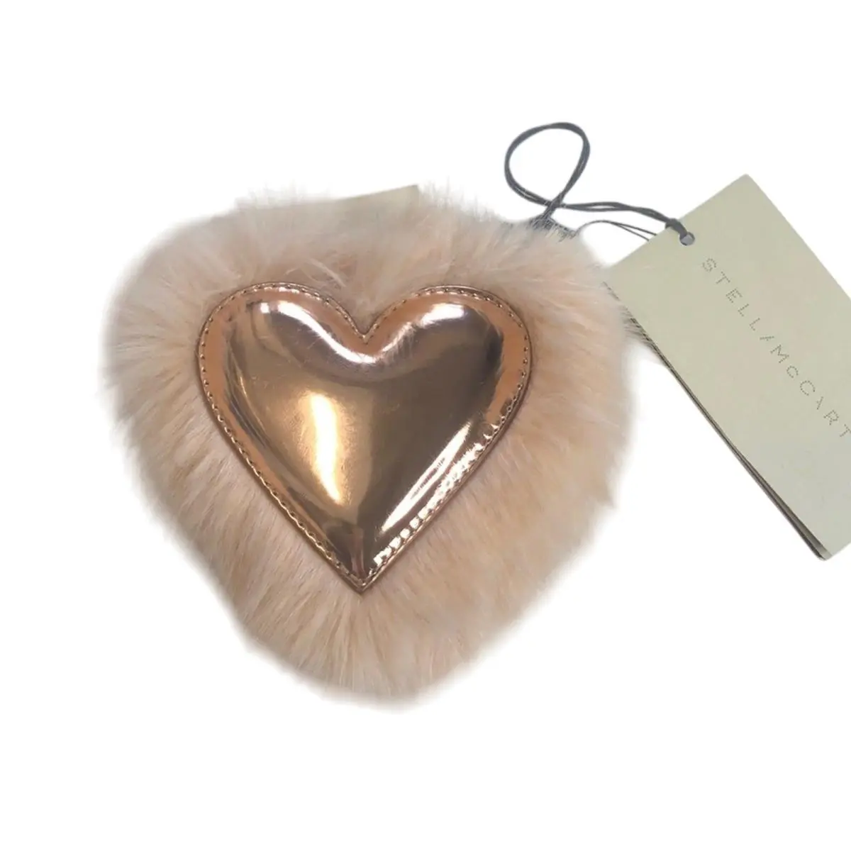 Stella Mccartney Pale Pink Rose Gold Fur Keycha by Stella McCartney