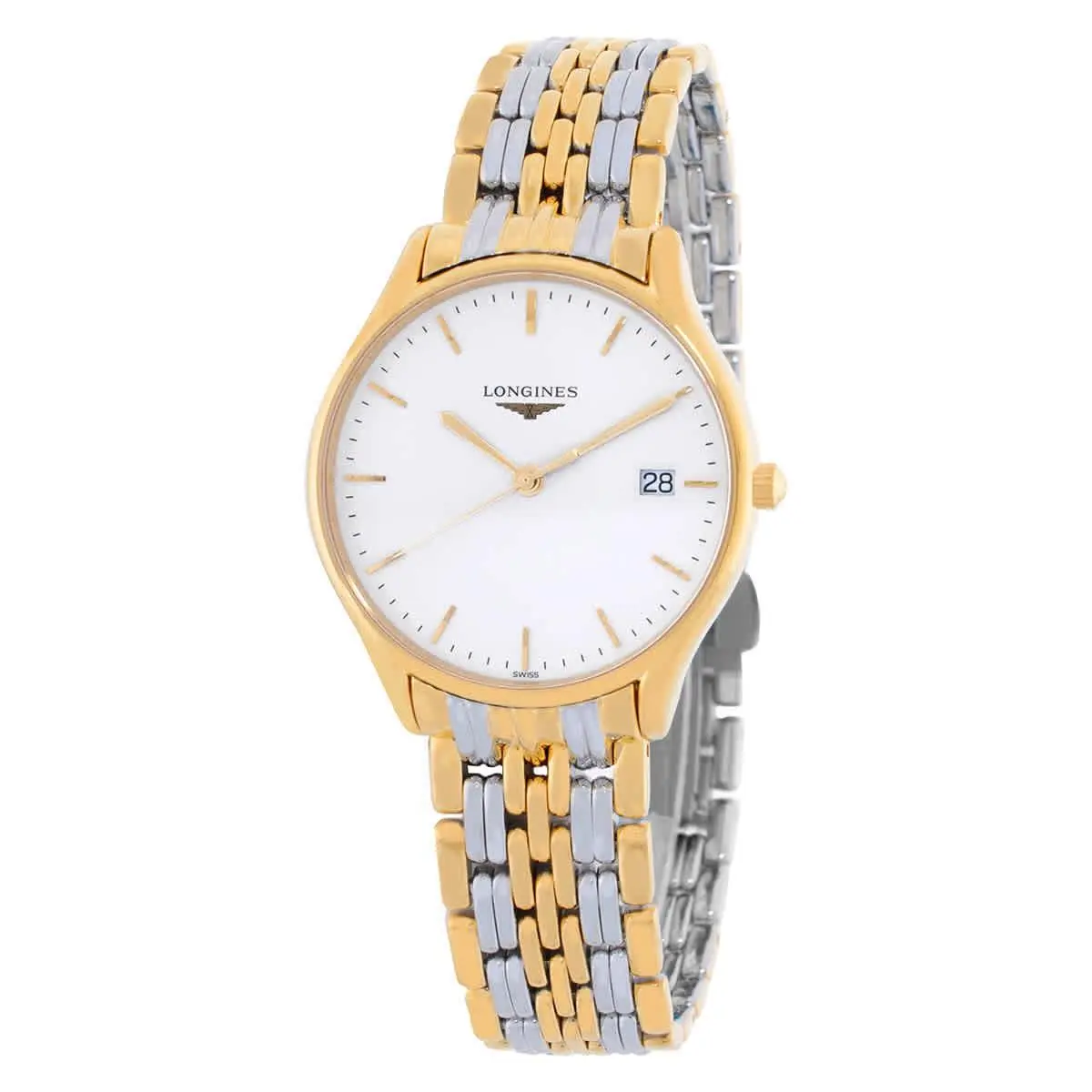 Longines Lyre Quartz White Dial Ladies Watch L4.359.2.12.7 - Dial: White, Band: Two-tone (Silver-tone and Gold-tone), Bezel: Gold-tone