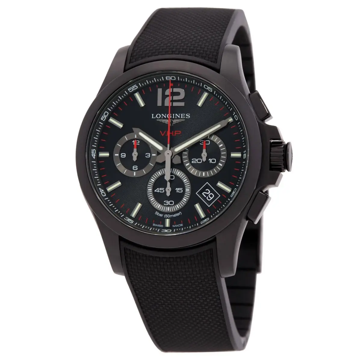 Longines Conquest V.h.p. Perpetual Quartz Black Dial Men`s Watch L3.717.2.56.9