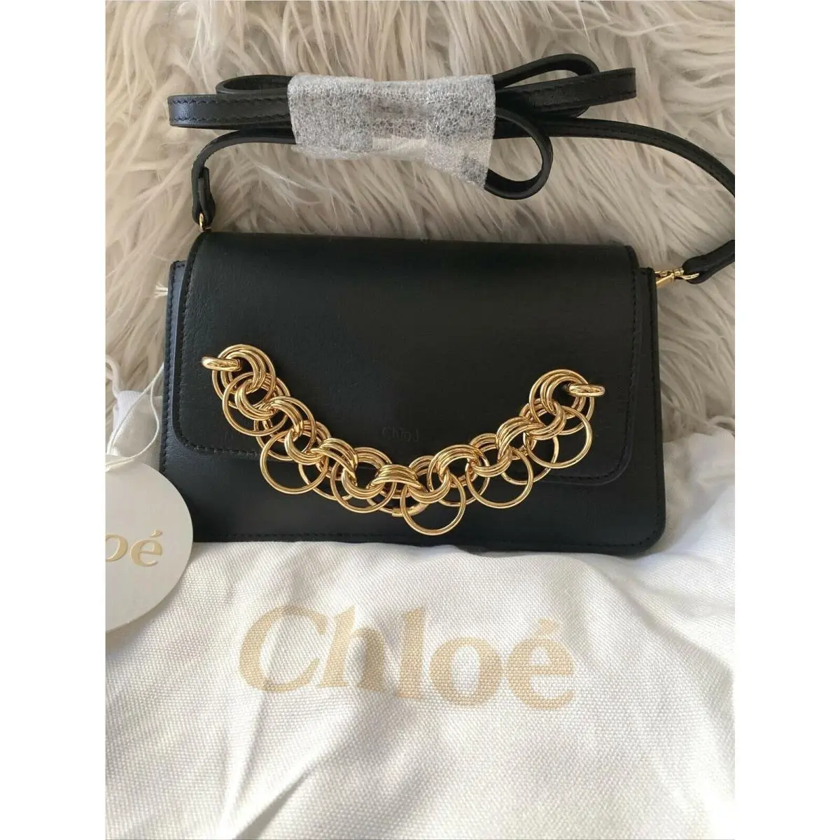 Chloe Drew Bijou Black Leather Gold Chain Crossbody Bag Gorgeous by Chloé