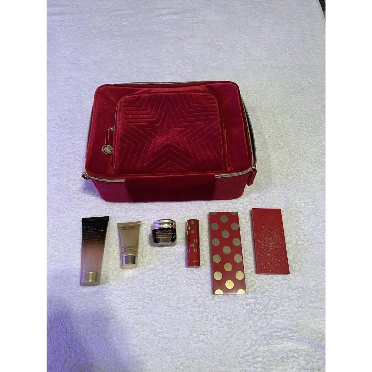 Lot of 7 Estee Lauder Holiday Blockbuster Cosmetics Makeup Gift Set with Bag by Estée Lauder