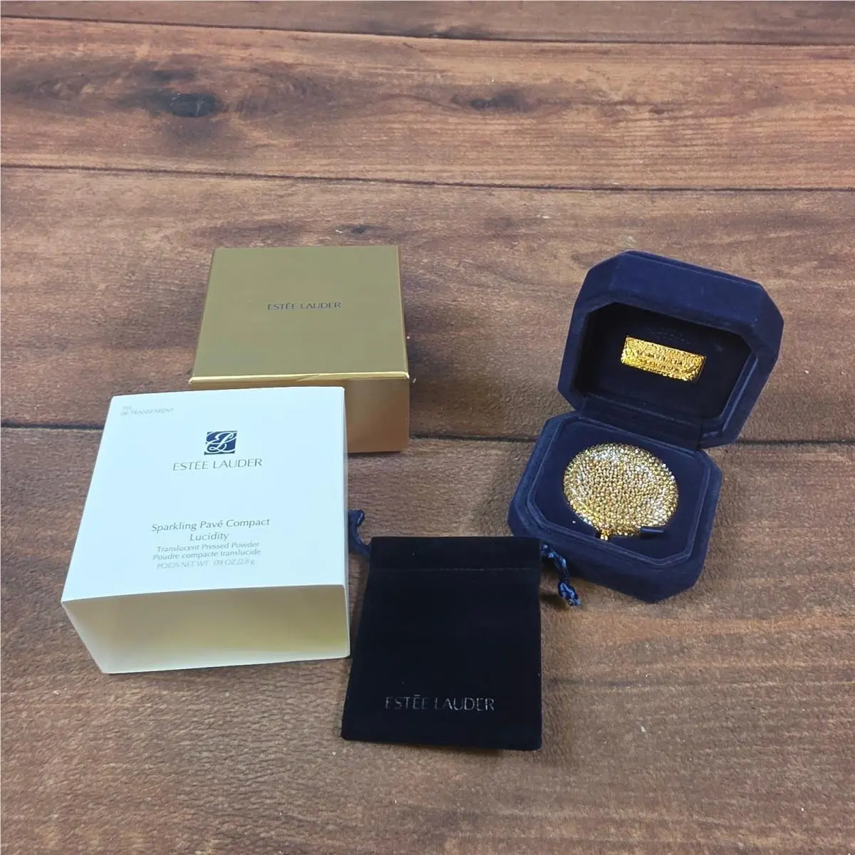 Estee Lauder Sparkling Pave Compact Women OS Gold Good Lucidity Crystal Limited