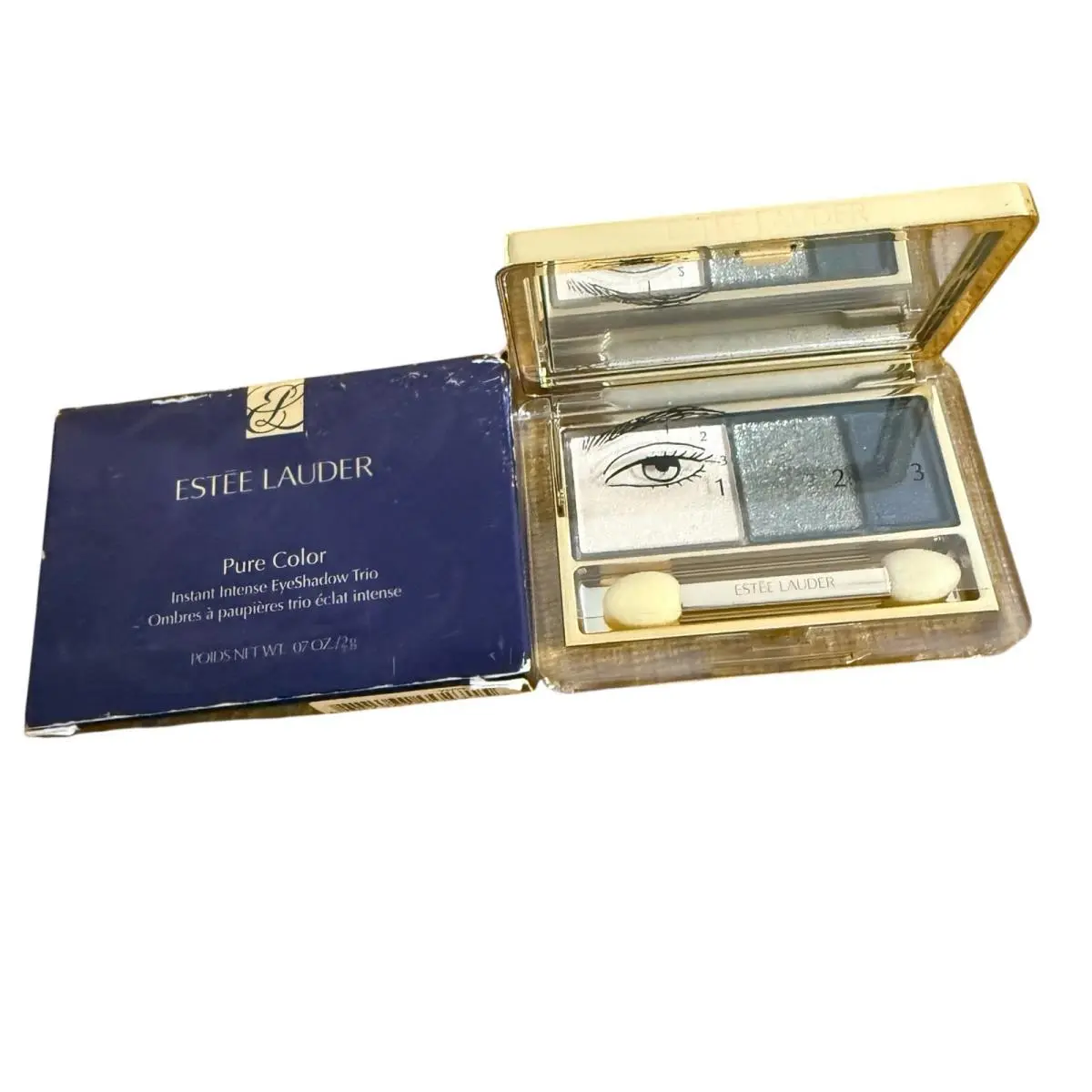 Estee Lauder Pure Color Instant Intense Eyeshadow Trio .07oz Nib- 09 Camo Chrome - Tan