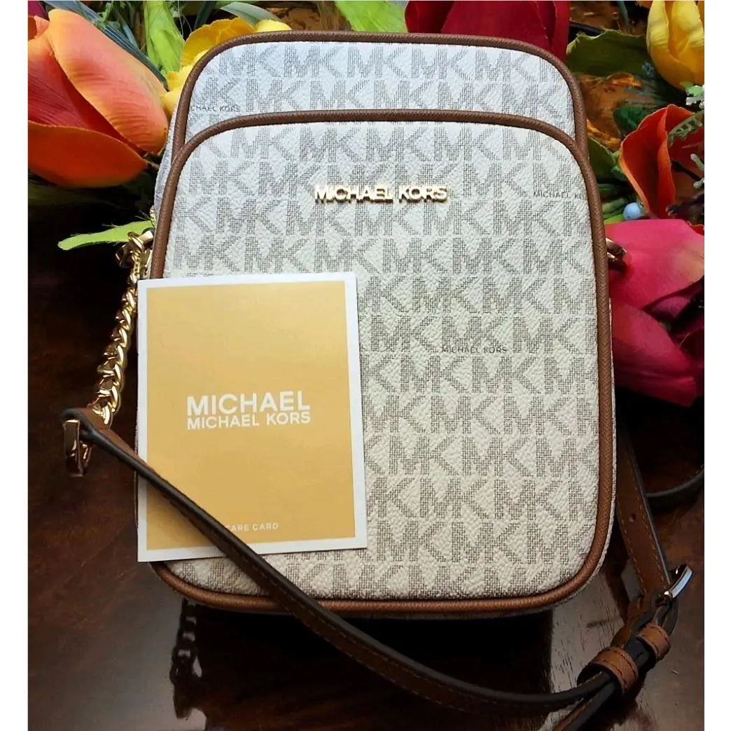 Flight Bag Medium Crossbody Shoulder Bag MK Vanilla Signature by Michael Kors