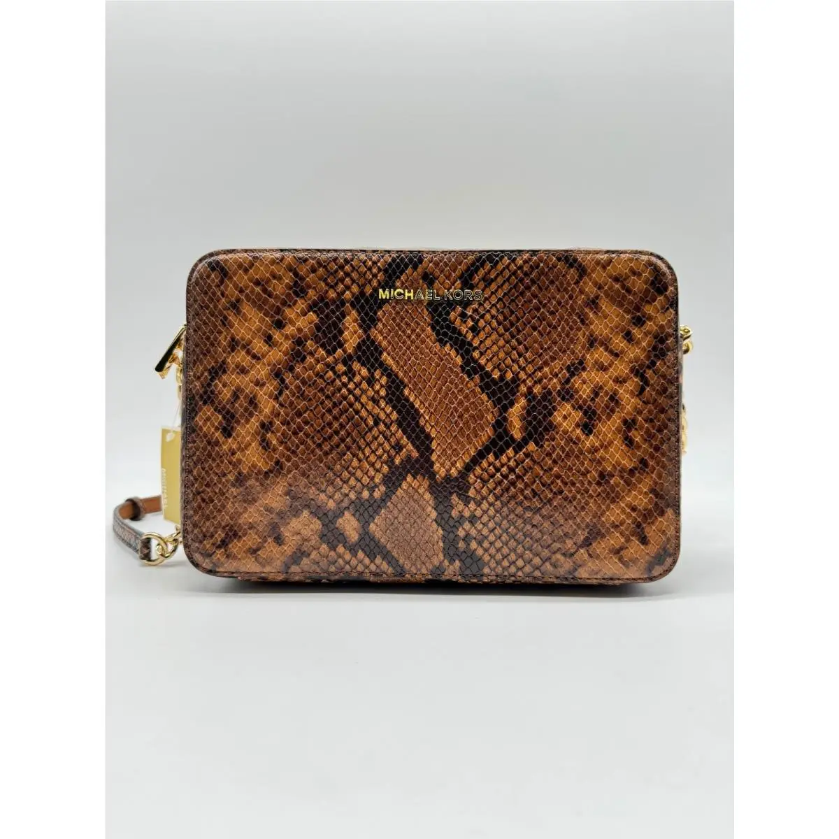 Jet Set East West Leather Embossed Large Crossbody Bag - Brown by Michael Kors