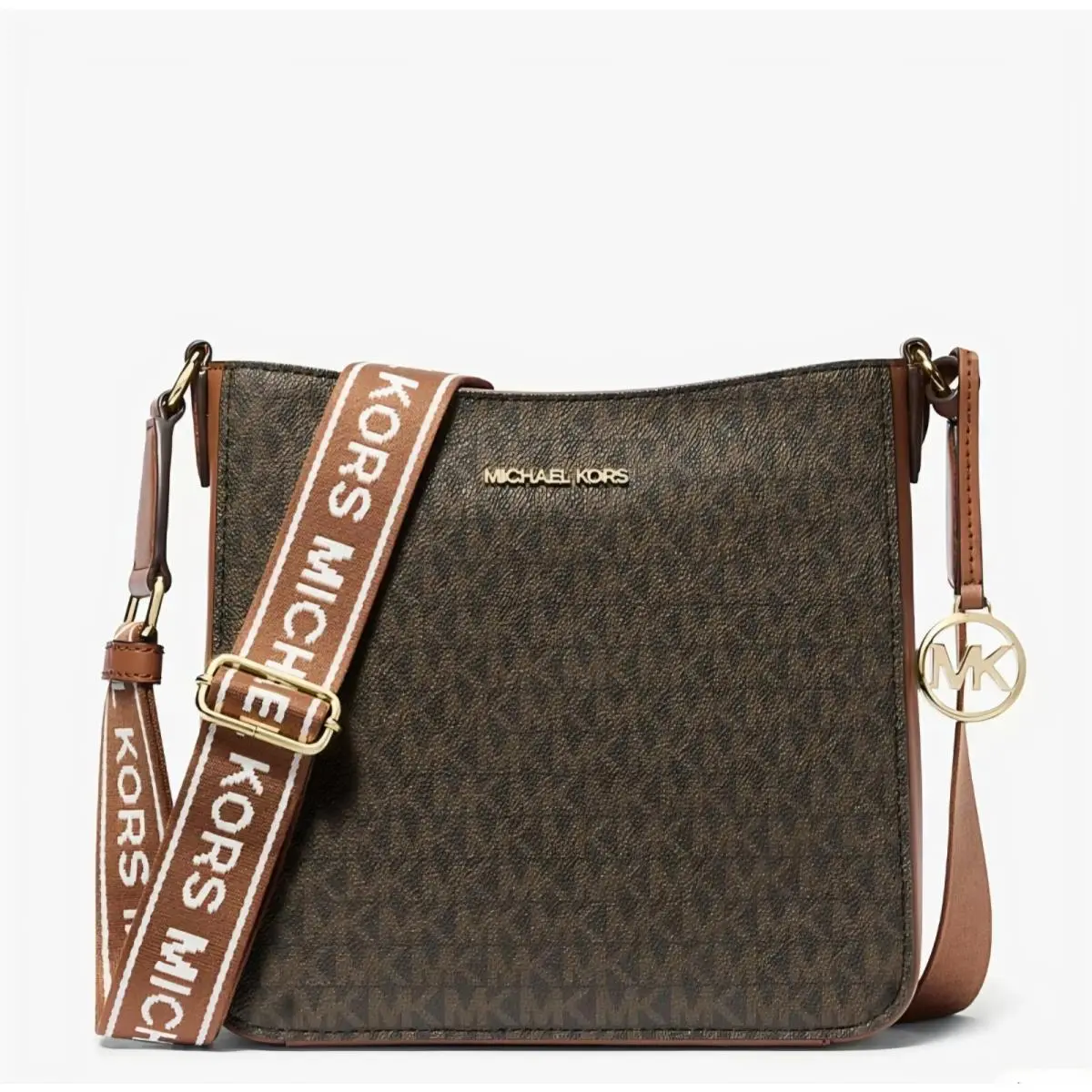 Jet Set Travel Small Signature Logo Messenger Bag Brown Gold by Michael Kors