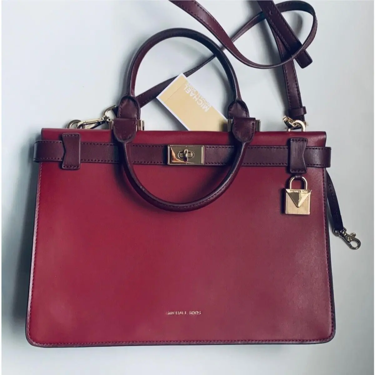 Tatiana Leather Satchel Bag Women’s M Maroon/oxblood Crossbody by Michael Kors
