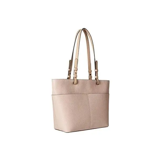 Soft Pink Leather Zip Top Pocket Tote Bag by Michael Kors