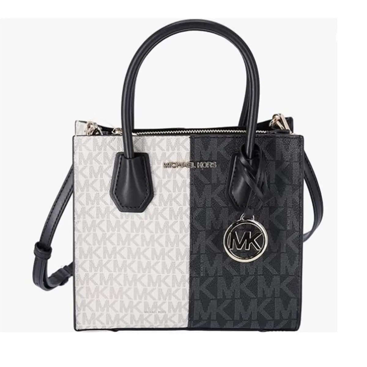 Mercer Medium Two-tone Logo Crossbody Bag Black Combo 35F4GM9M2B-00 by Michael Kors