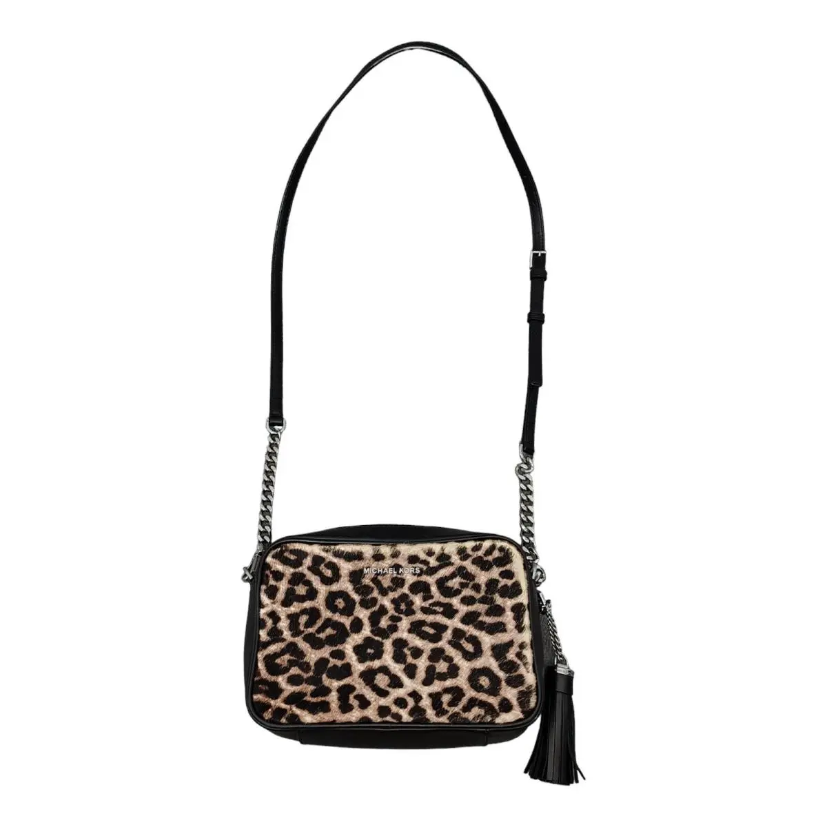 Michael Kors Handbag Medium Womens Leather/real Fur Crossbody Gunmetal Leather