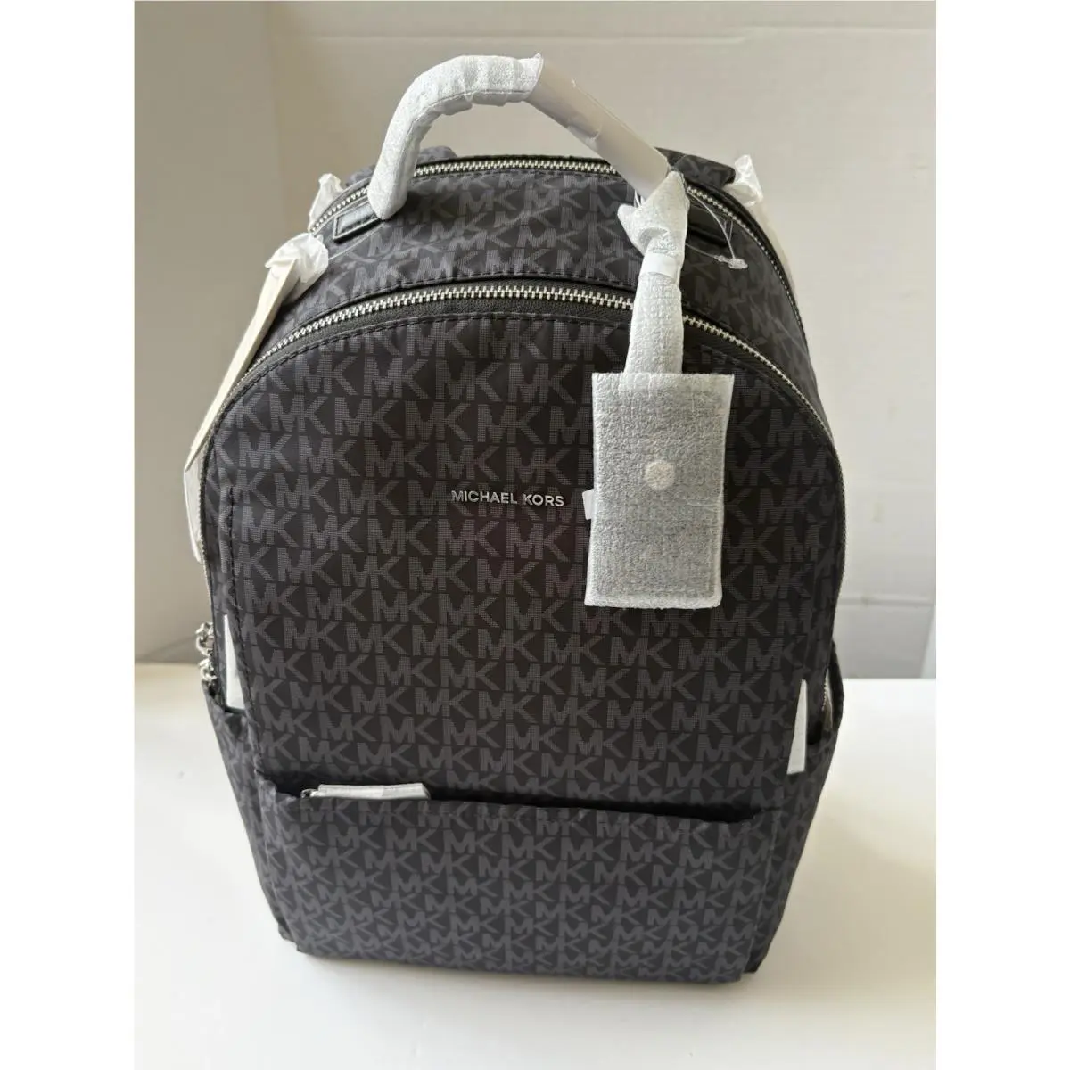 Michael Kors Sable Large Nylon Backpack Black/silver MK Logo
